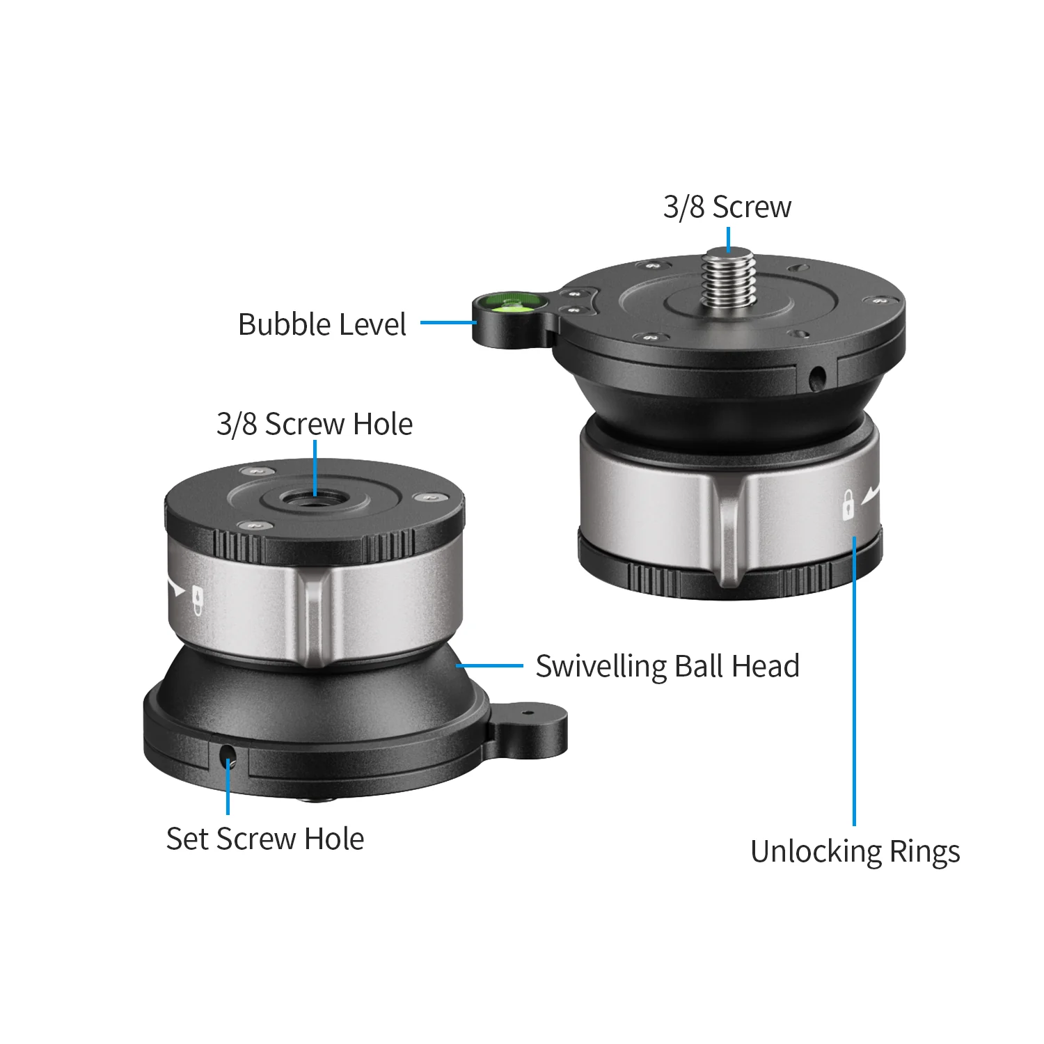 YC Onion 52mm Mini Bowl Head - Professional Camera Leveling System for Monopods & Tripods