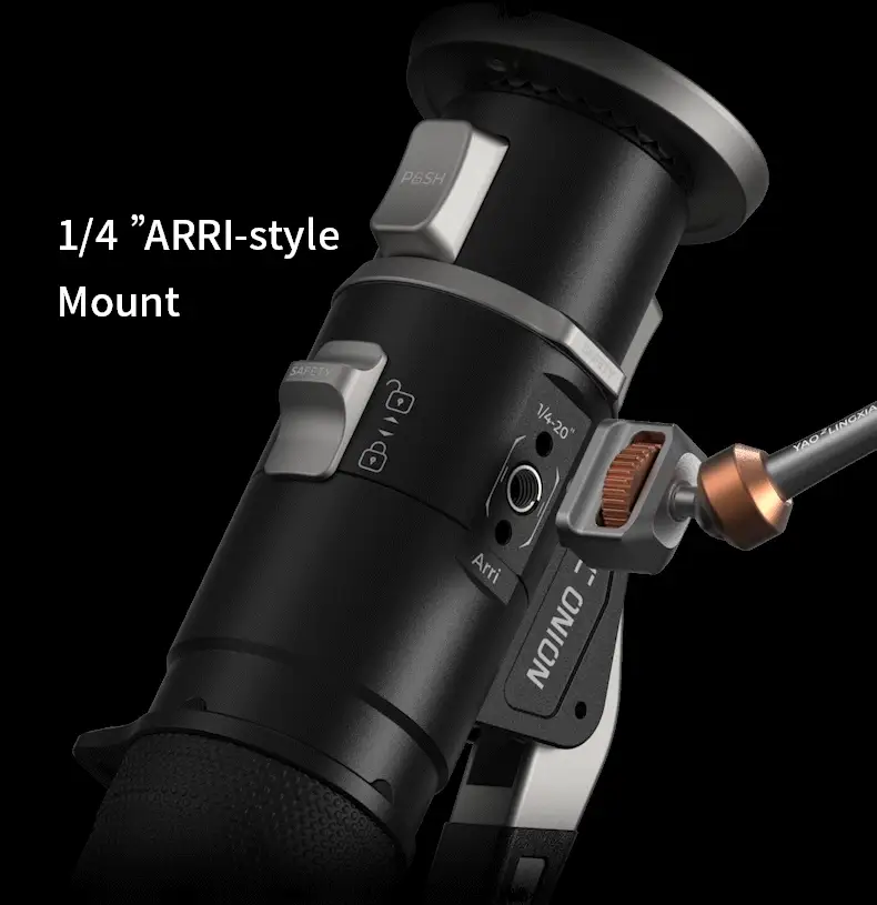 The Monopod features a 1/4" ARRI-style-mount on the side for accessories like magic arms
